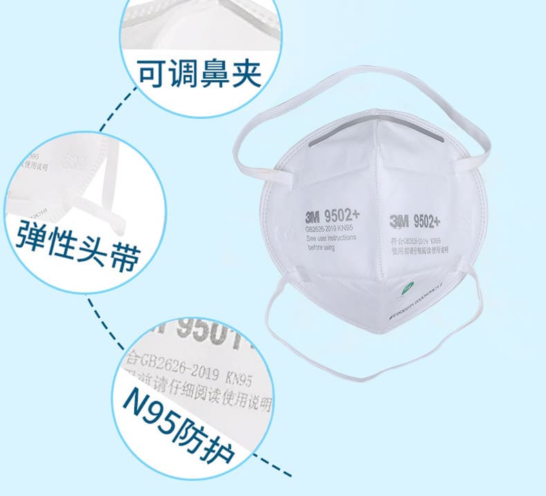 3M 9502+ 防颗粒物口罩 （头带式、中国KN95认证）